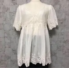 【PINCEAU】パンソー スカラップレース チュニック M