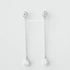 美品【ティファニー】プラチナ ダイヤモンド バイザヤード ドロップ ピアス