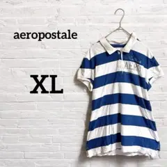 即日発送‼︎aeropostale 【XL】半袖ポロシャツ青白ストライプ