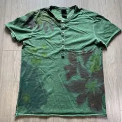 【美品】people 花柄 ボタン付き Tシャツ XL