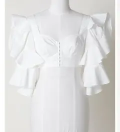 新品FETICO RUFFLED SLEEVE BUSTIER TOP/ホワイト