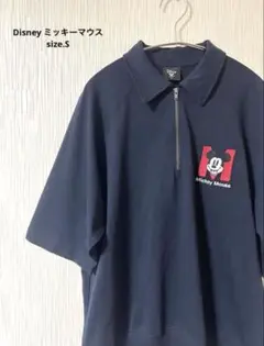 【美品】　ミッキーマウス Disney　GU　刺繍入り ジッパー ポロシャツ　S