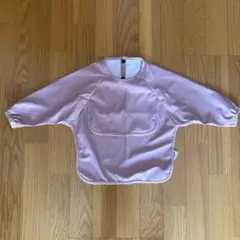 お食事エプロン 長袖 上ポケットタイプ　食べこぼしガード 防水　ダークピンク
