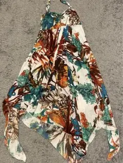 マレーシア　花柄ノースリーブロングワンピース