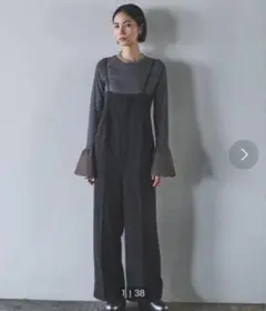 ブラック スリーブレス オールインワン F