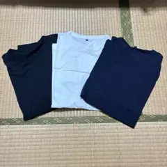 @無印良品　鹿の子編み半袖Ｔシャツ　Ｌ　黒・白・ネイビー　3点セット