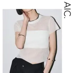 AIC. シアーリブショートスリーブトップス
