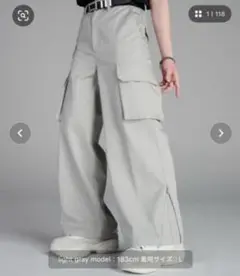 ADRER フレアカーゴパンツ ライトグレー Sサイズ