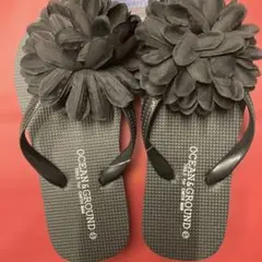 新品未使用♡OCEAN & GROUND フラワーサンダル 17 cmブラック