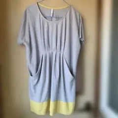 ELLE グレー/イエロー 半袖チュニック