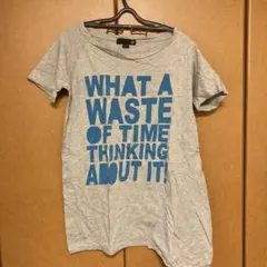 AT グレー メッセージプリント Tシャツ EUR 36 / USA 6