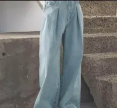 jeanasis タックデニムワイドパンツ