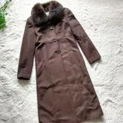 BALENCIAGA カシミヤコート ブルーフォックスファー 焦げ茶