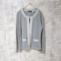 【美品】gene luxue 長袖カーディガン Uネック フックボタン Lサイズ