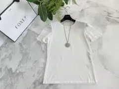 美品★FOXEY/フォクシーブティック 半袖フリルニットセーター 38