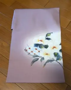 花柄 名古屋帯　あずき色　絹
