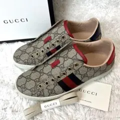 【美品】グッチ エースGGスプリーム シェリーライン スニーカー 34