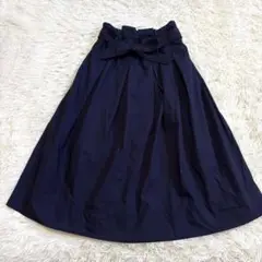 n6785 美品✨ハイウエストベルデッドフレアミディスカート M ウエストゴム