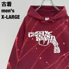 古着 クルックスアンドキャッスルズ パーカー ブリーチ スプラッシュ 赤 XL
