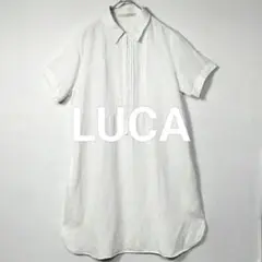 テンセル リネン ピンタック シャツワンピース 半袖 ホワイト とろみ LUCA