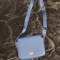 値下げ！青、ゴールド金具 ショルダーバッグ