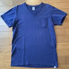 USA製Velva Sheen ネイビー Vネック ポケットTシャツ メンズM