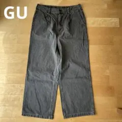 GU デニムバギースラックス　ダークグレー