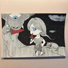 オリジナル　イラスト　妖怪スイカバー