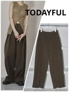 todayful Bonding Wide Trousers モスグリーン 36
