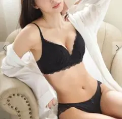 ブラックレースブラジャーショーツセット B70