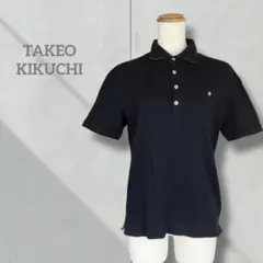 【タケオキクチ】レディース ポロシャツ 半袖 ネイビー 日本製 トップス シャツ