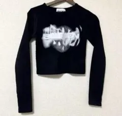【美品】BEEDEN スプレー風プリントロンTブラック