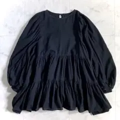 ジャーナルスタンダード コットンティアードロングスリーブブラウス ブラック