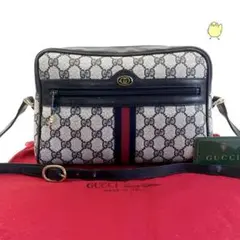 美品 GUCCI グッチ オールドグッチ ショルダーバッグ ネイビー