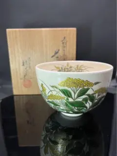 清閑寺杉田祥平　色絵春の花画茶碗