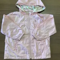ニットプランナー　ナイロンジャケット　ピンク フード付き リバーシブル花柄