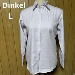 Dinkel レディース　ピンク系ストライプシャツ サイズL