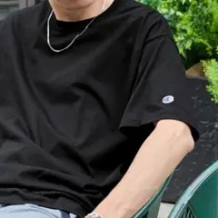 新品未開封✨ チャンピオン コットン ワッペン Tシャツ 無地 トップス 黒 Ｌ