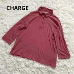 CHARGE 七分袖　ポロシャツ　ピンクオレンジ　Lサイズ　レナウン
