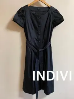 INDIVI インディヴィ　ブラック ロングワンピース　シャツワンピース　40
