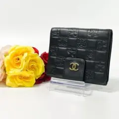 ✨美品✨ シャネル CHANEL 三つ折り財布 アイコン 黒 ブラック ココ