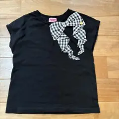 専用　kate spade チェック柄リボン付きTシャツ　黒　130