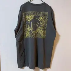 Twenty One Pilots バンドT グレー イエロー線画 花柄ロゴ