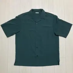 GU ダークグリーン 半袖ボタンシャツ