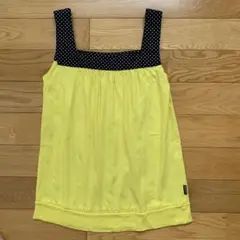 イエロードットノースリーブタンクトップ　夏　綿