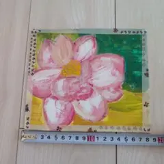 出品者作　蓮の花　アクリルガッシュ 約16cm x約 18.5cm