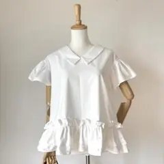 ❤️新品未使用❤️パール付きトップス　白　半袖　トレフルプラスワン