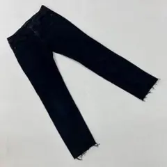 UNIQLO スキニーデニム ブラック 裾フリンジ ストレッチ スリム シンプル