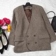 Y5588*最高級☆ピンキーアンドダイアン☆極上ウール☆千鳥柄☆ジャケット☆茶