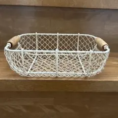 本日限定お値下げ　木製ハンドル　ワイヤーバスケット